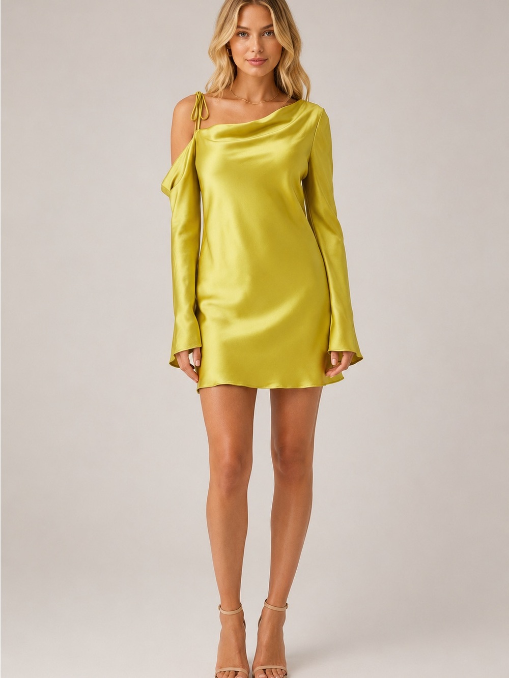 Shona Joy Sofia Asymmetrical Long Sleeve Mini Dress Size 6 25788